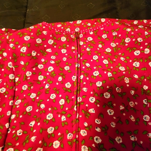 Vintage Kathie Lee Collection Red Floral Dress Size 14 - Picture 7 of 12